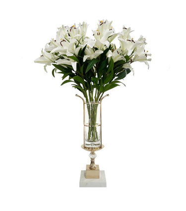 MVH01 | NEW Marble Vase Holder in White & Gold